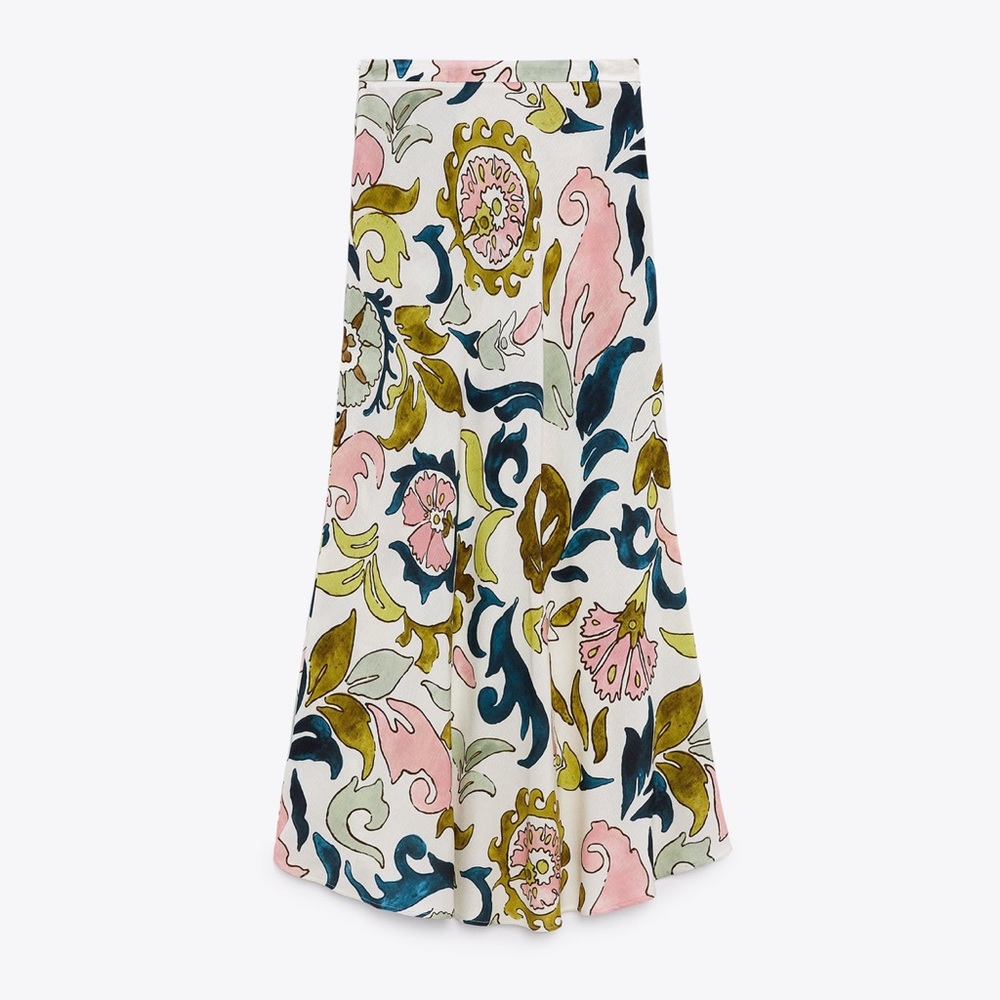 Zara Floral Print Midi Skirt